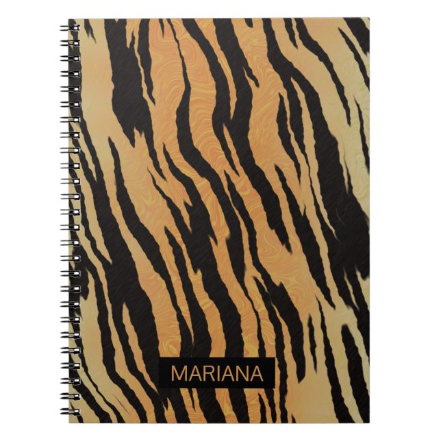 Black Zebra Stripes Gold Background Notebook (Front)