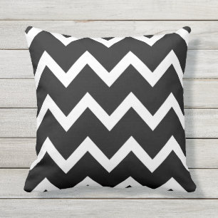 Black Zigzag Chevron Pattern Outdoor Pillows