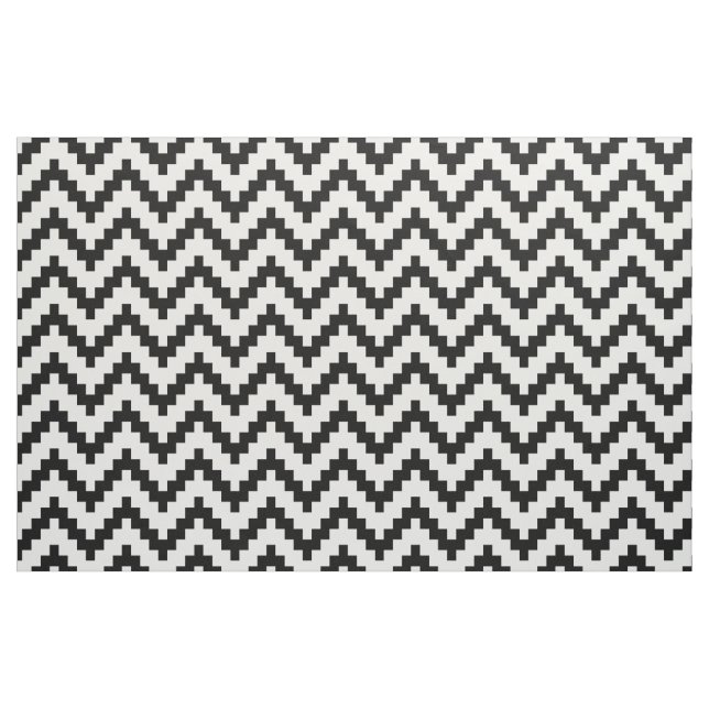 Black Zigzag Ikat & Custom White Background Fabric (Fat Quarter)