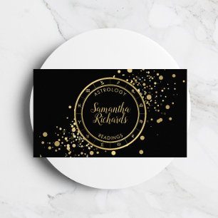 Black Zodiac Astrology Gold Stars Business Card