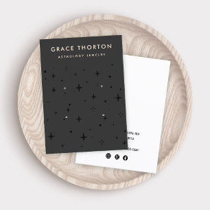 Black Zodiac Celestial Star 4 Hole Earring  Business Card