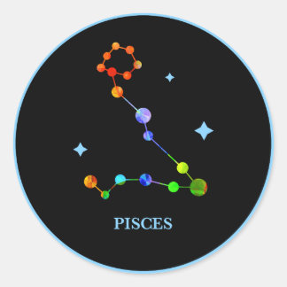 Black Zodiac Pisces Rainbow Sticker