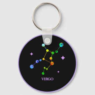 Black Zodiac Virgo Rainbow Keychain