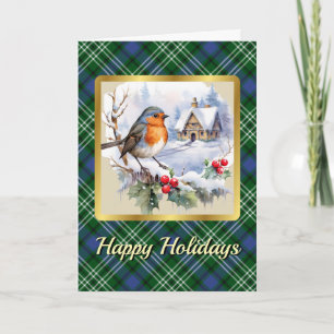 Blackadder Crest & Tartan w/Robin Personalised Card