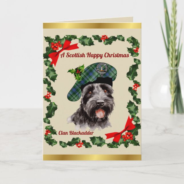 Blackadder Scottie Dog Personalised Xmas Card (Front)