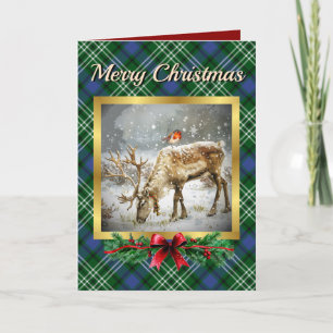 Blackadder Stag & Robin Tartan Personalised  Holiday Card