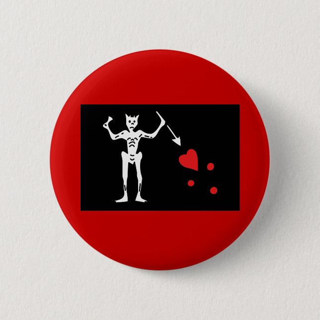 Blackbeard Pirate FLag 6 Cm Round Badge (Front)