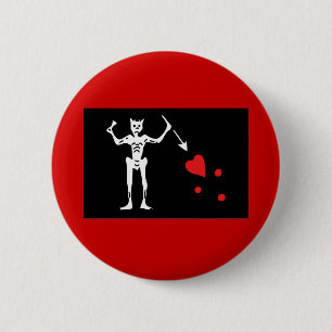 Blackbeard Pirate FLag 6 Cm Round Badge