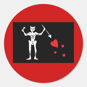 Blackbeard Pirate FLag Classic Round Sticker