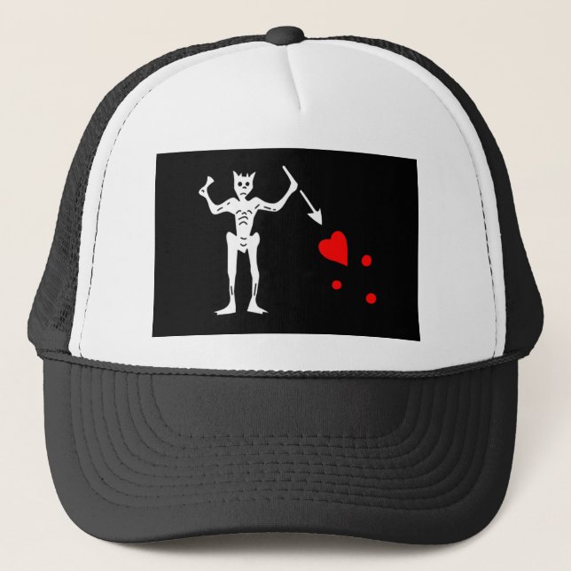Blackbeard Pirate Flag Edward Teach Trucker Hat (Front)