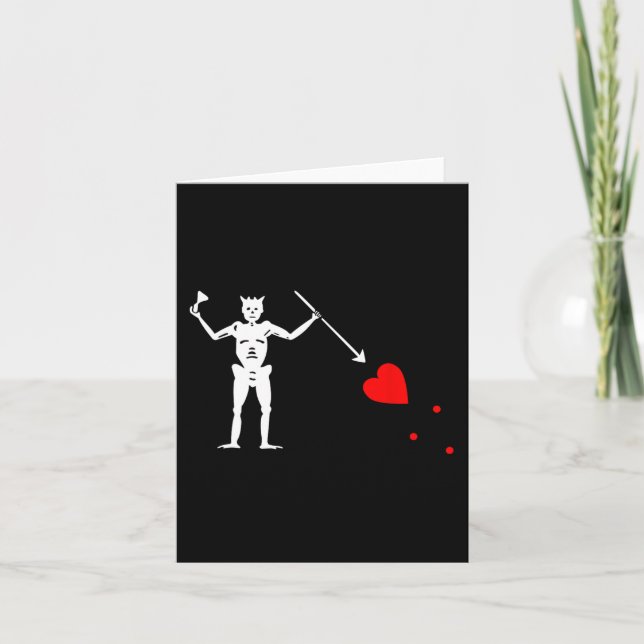 Blackbeard Pirate Flag Jolly Roger Skeleton Hallow Card (Front)