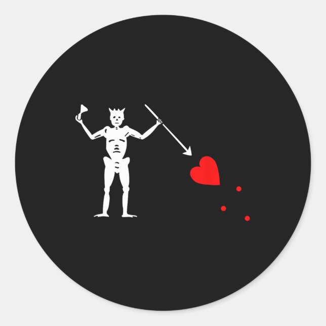 Blackbeard Pirate Flag Jolly Roger Skeleton Hallow Classic Round Sticker (Front)