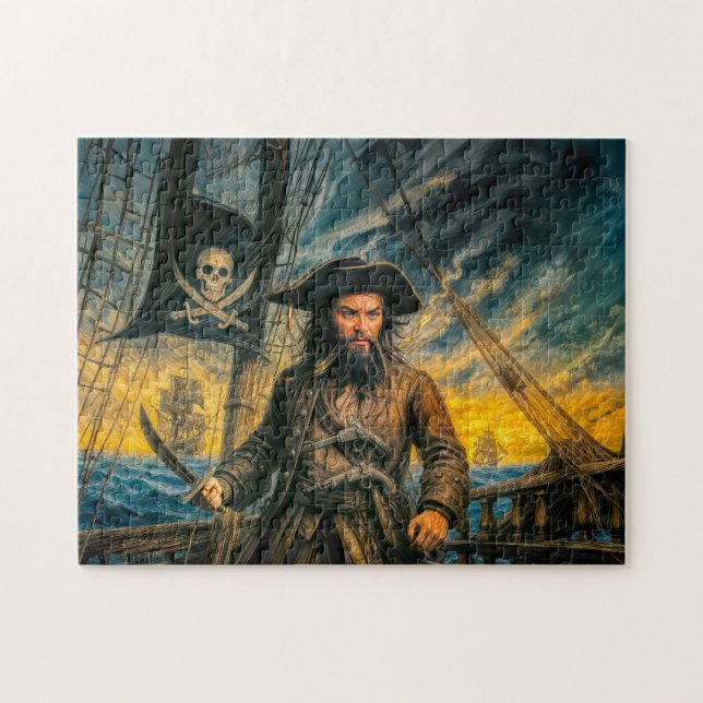 Blackbeard Pirate Storm Portrait Jigsaw Puzzle (Horizontal)
