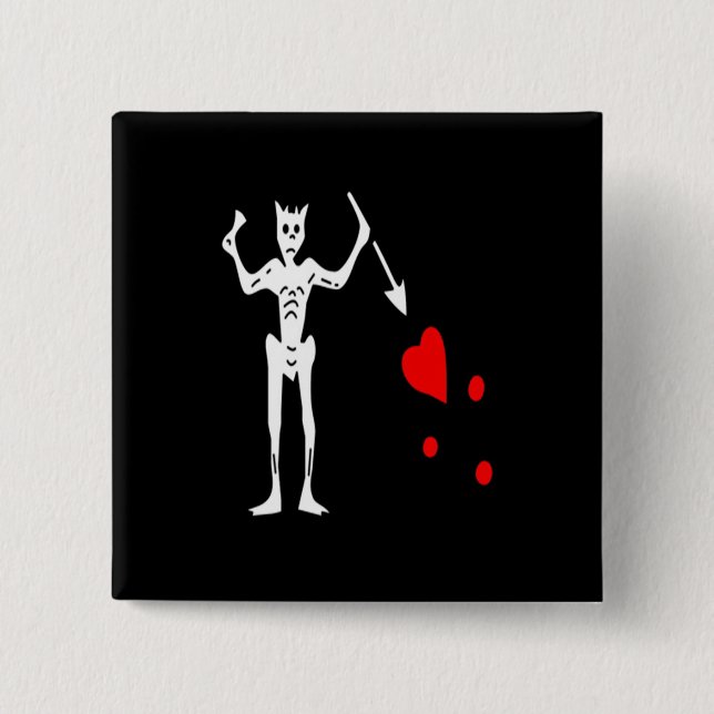 Blackbeard-White 15 Cm Square Badge (Front)