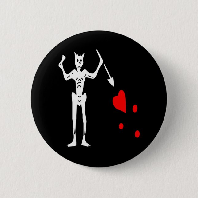 Blackbeard-White 6 Cm Round Badge (Front)