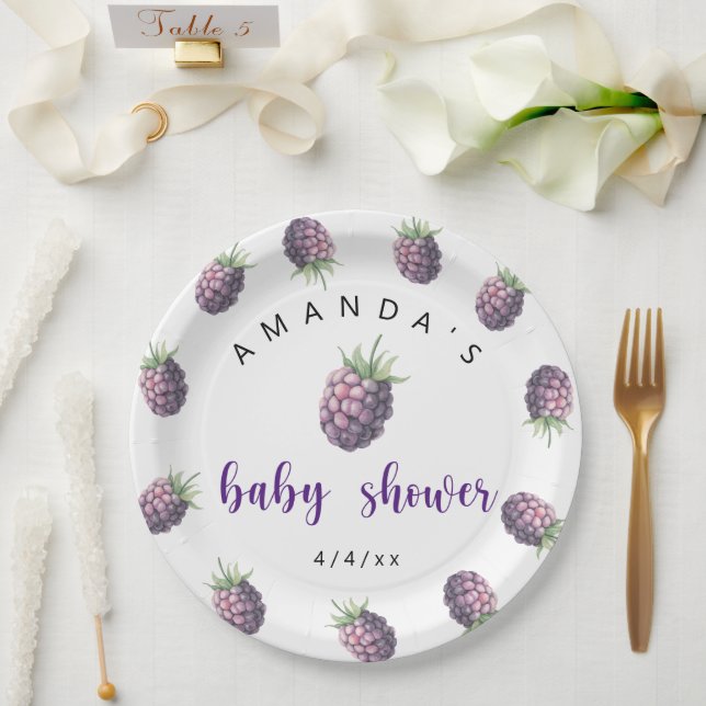 Blackberries - Baby shower Paper Plate (Wedding)