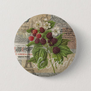 Blackberries Floral Garden Flower Butterfly Art 6 Cm Round Badge