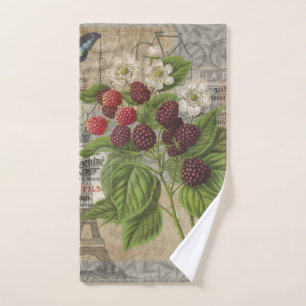 Blackberries Floral Garden Flower Butterfly Art Bath Towel Set