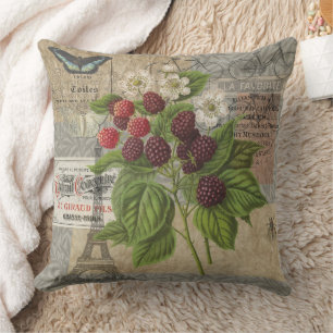 Blackberries Floral Garden Flower Butterfly Art Cushion