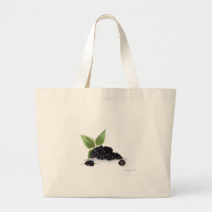Blackberries fruits watercolour painting large tote bag