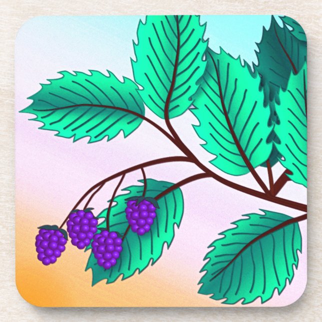Blackberries on a branch coaster (Front)