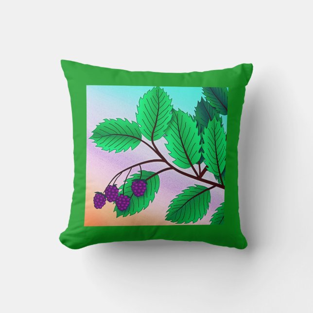 Blackberries on a branch cushion (Front)