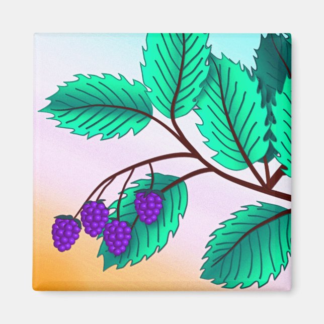 Blackberries on a branch magnet (Front)