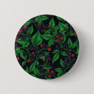 Blackberries on dark grey 6 cm round badge