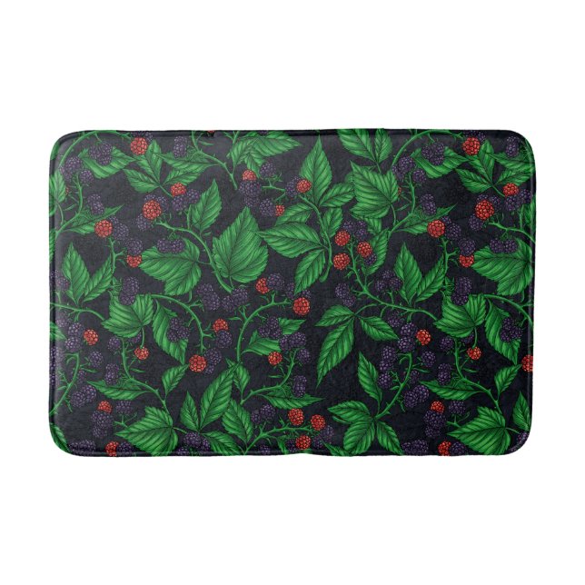 Blackberries on dark grey bath mat (Front)