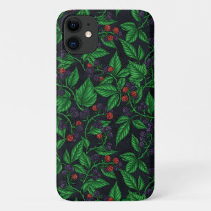 Blackberries on dark grey iPhone 11 case