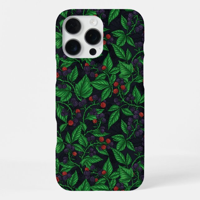 Blackberries on dark grey iPhone case (Back)