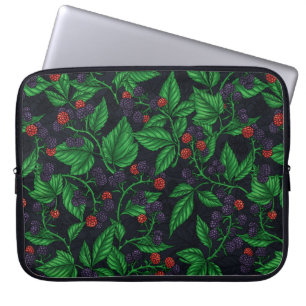 Blackberries on dark grey laptop sleeve