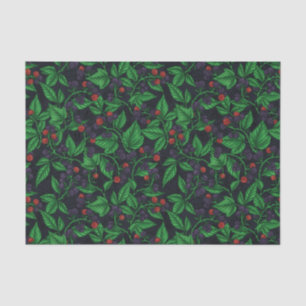 Blackberries on dark grey tissue paper