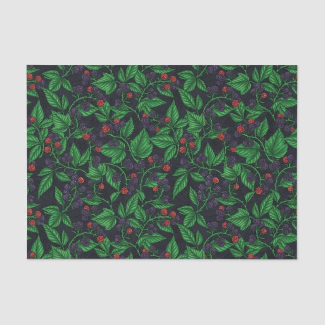 Blackberries on dark grey tissue paper (Front)