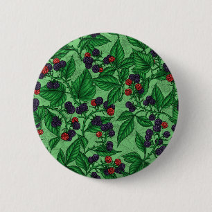 Blackberries on green 6 cm round badge