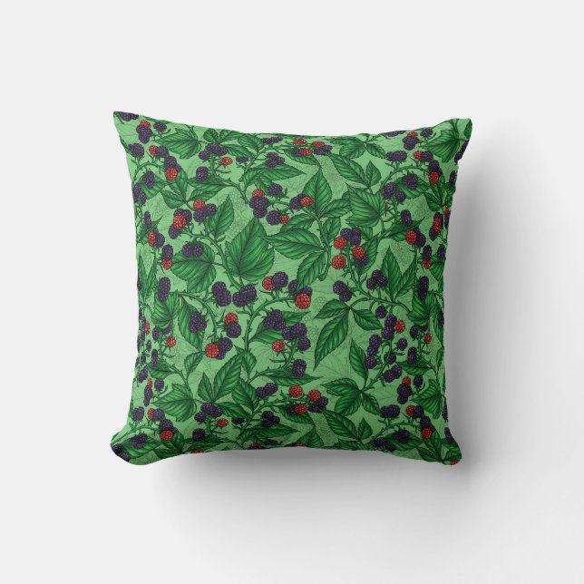 Blackberries on green cushion (Front)