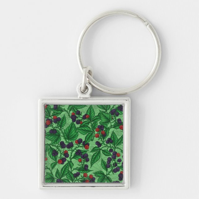 Blackberries on green key ring (Front)