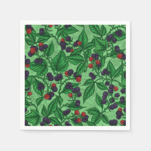 Blackberries on green napkin