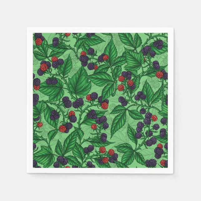 Blackberries on green napkin (Front)
