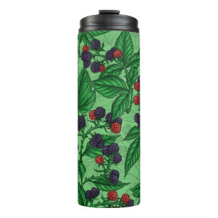 Blackberries on green thermal tumbler