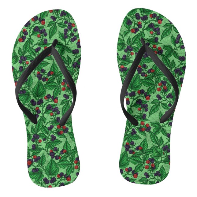 Blackberries on green thongs (Footbed)