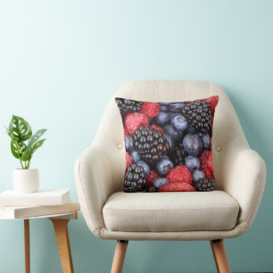 Blackberries, Raspberries, Blueberries, Fruit Cushion