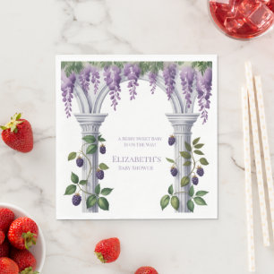 Blackberries & Wisteria Gender Neutral Baby Shower Napkin