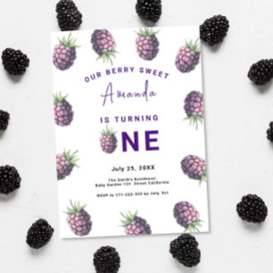 Blackberry 1st Birthday Party   Berry First Invitation