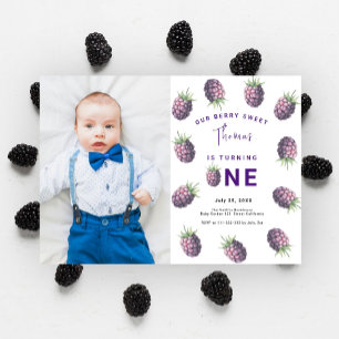 Blackberry 1st Birthday Party   Berry First Invitation