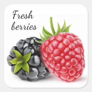 Blackberry and raspberry square sticker