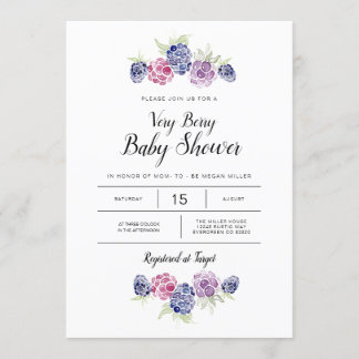 Blackberry Baby Shower | Watercolor Berries Invitation