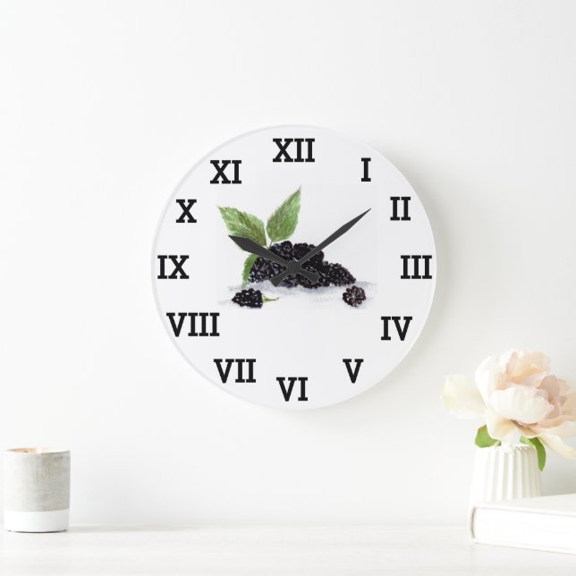 Blackberry Berry watercolor Fruit Summer Colourful Large Clock (Home)