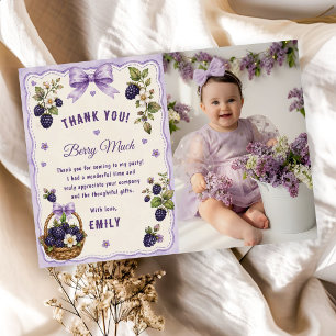 Blackberry birthday berry much Photo Thank You Card