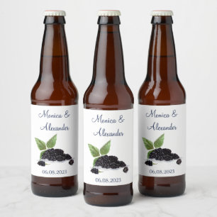 Blackberry Blackberries Fruits Summer Wedding Beer Bottle Label